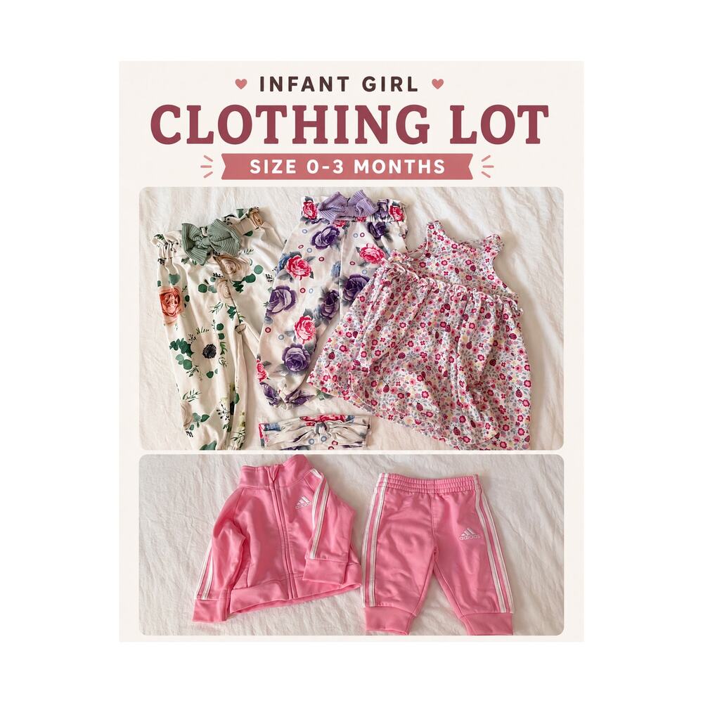 Infant Girl Clothing Lot 0-3 Months Baby Girl Clothes Outfit Bundle Adidas EUC